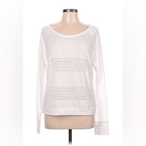 Athleta white long sleeve pullover top with perforations Size M